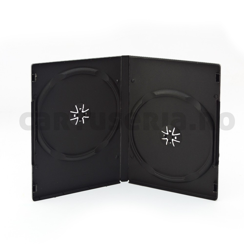 Carcase duble DVD 14 mm neagra sau transparenta Culoare : Negru